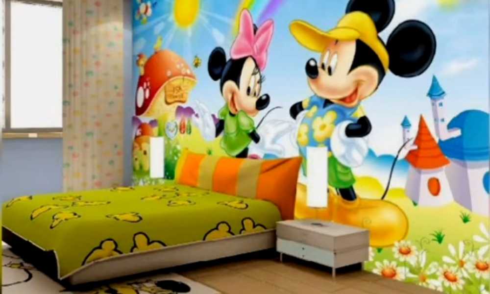 Mickey Mouse Bed With Some Wall Art